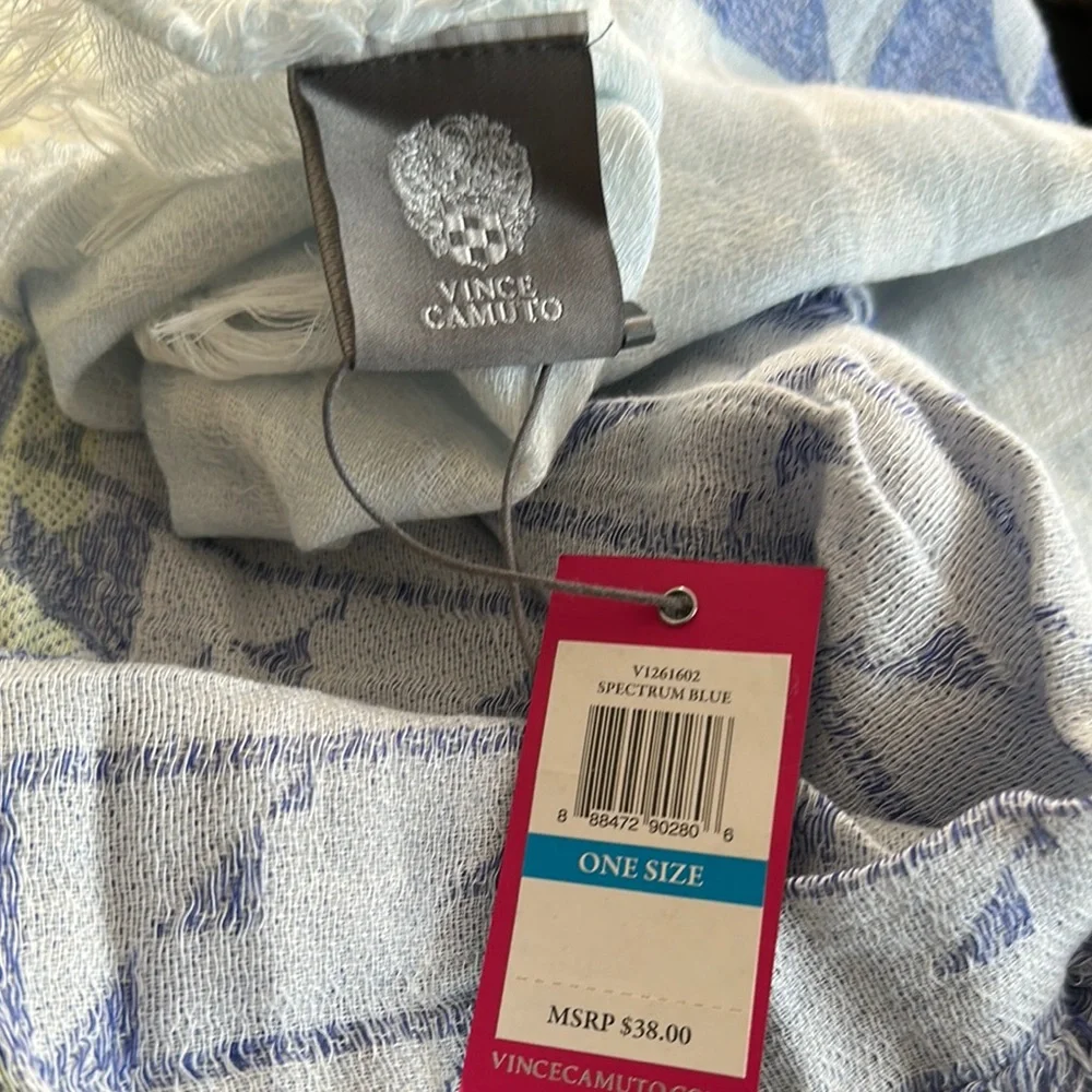 NWT Vince Camuto Spectrum Blue Scarf /Wrap with Fringe Details